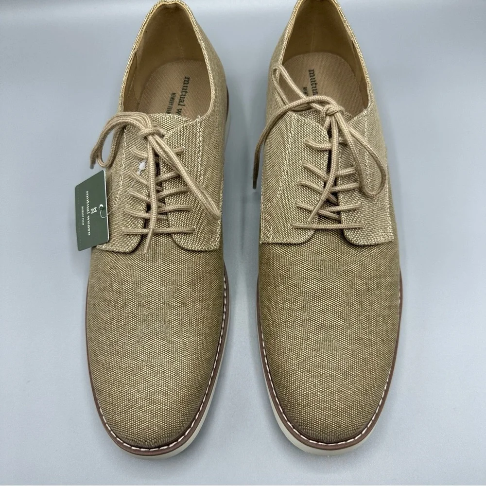 Mutual Weave Memory Foam Dress Sand Canvas Shoes Men’s Size 12 M
